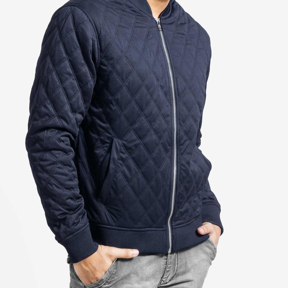 OLGYN Men’s Navy Blue Bomber Jacket - Picture 3 of 4